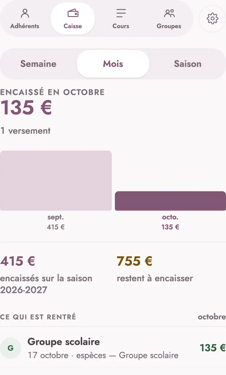 L’écran Recettes avec ses blocs