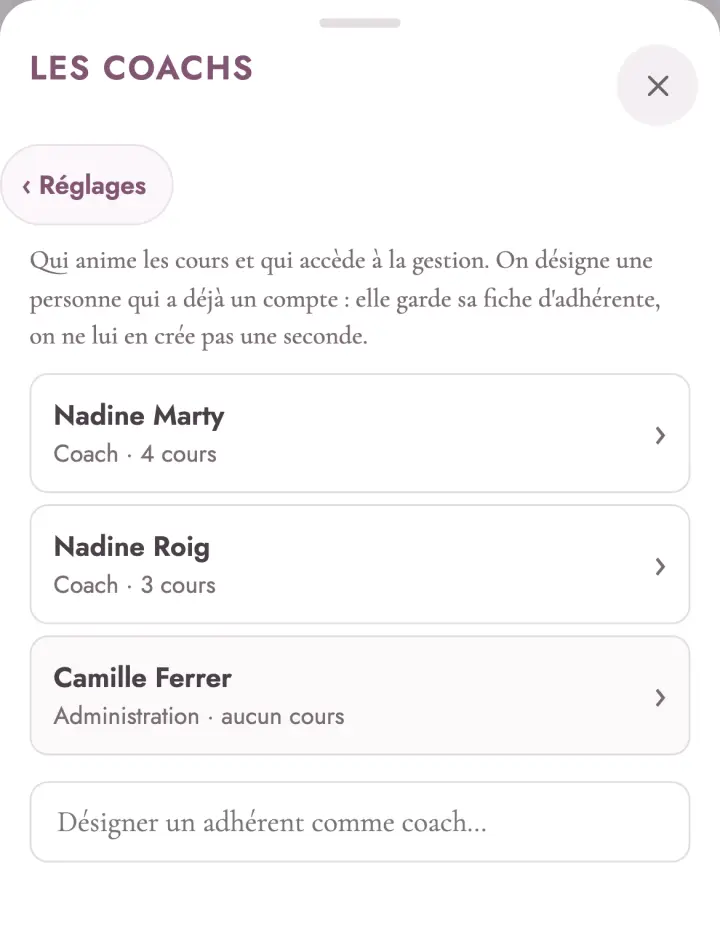 L’écran des coachs