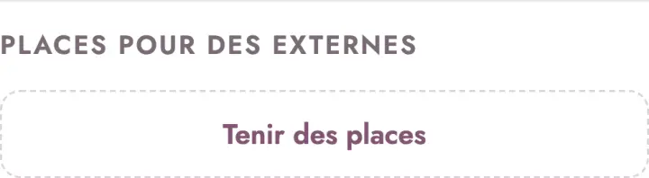 Le bloc « Places pour des externes » avec le bouton Tenir des places